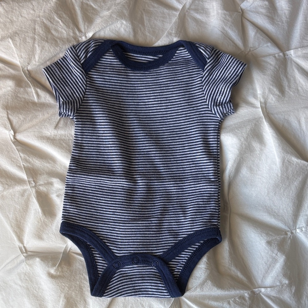 Little Me navy white striped one piece - size newborn